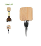 Tapón de vino personalizado de bambú con inicial y fecha