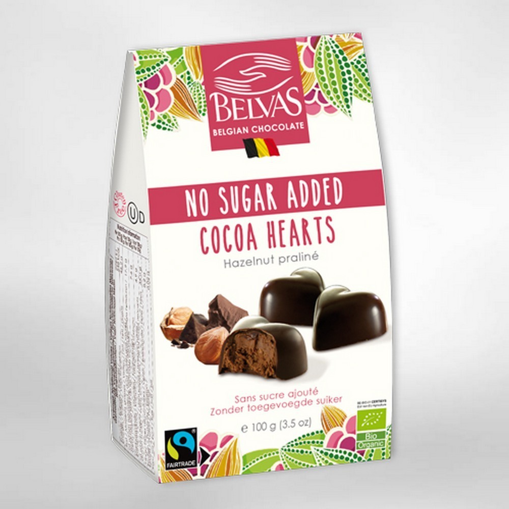 Bombones corazones cacao bío sin azúcar