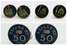 Cargar imagen en el visor de la galería, Gemelos hechos con monedas antiguas
