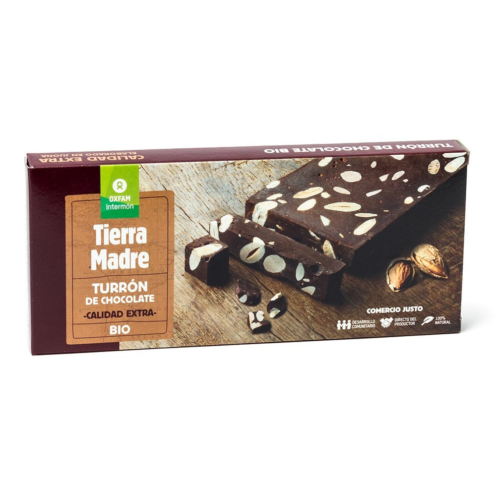 Turrón chocolate bío con almendras